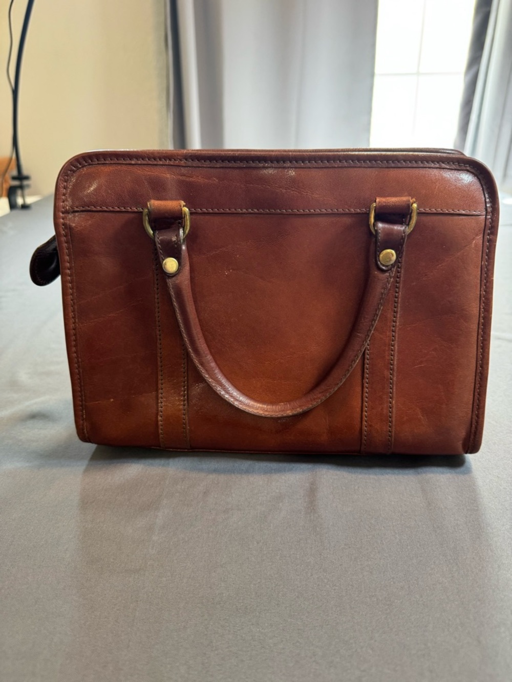 Brahmin Cognac Leather Satchel with Brass Medallion - Picture 2 of 7